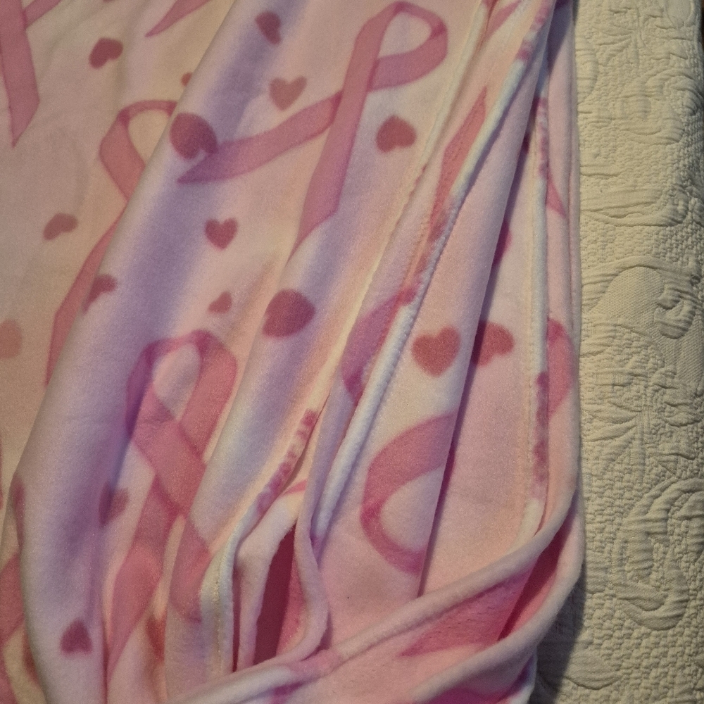 Pink Ribbon fleece Marcus Brothers fabric, 4 meters 4.3 yards 1 piece 29" wide